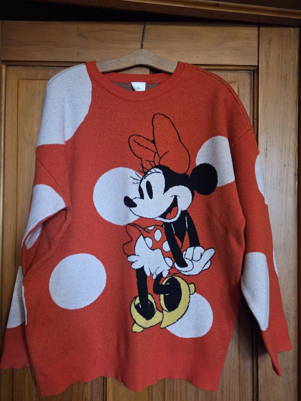 Disney Red and White Minnie Mouse Crewneck Sweater
